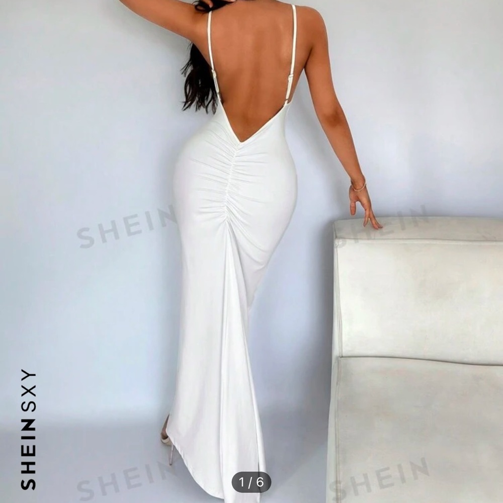 Summer Sexy Open Back Fishtail White Dress